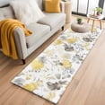 thumbnail image 1 of 2'x6' Rug Runners for Hallways Kitchen, Yellow Grey Botanical Non Slip Entryway Beside Floor Carpet Runner, Spring Floral Watercolor Washable Laundry Room Bedroom Throw Rugs Mat for Family Pet, 1 of 8