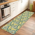 thumbnail image 1 of 2'x6' Rug Runners for Hallways Kitchen, Yellow Teal Boho Botanical Non Slip Entryway Beside Floor Carpet Runner, Southwestern Leaves Ethnic Tribal Laundry Room Bedroom Throw Rugs Mat for Family Pet, 1 of 8