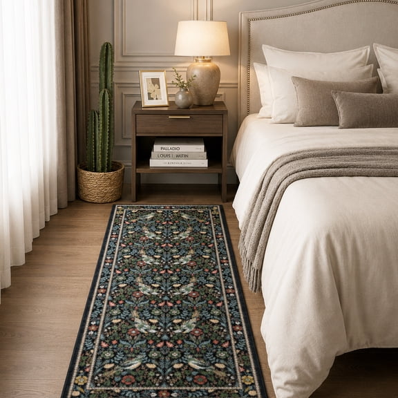 2'x6' Runner Rug for Hallway, Washable Moroccan Neutral Geometric Low Pile Non-Slip Rug for Kitchen Bedside Laundry
