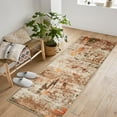 thumbnail image 1 of 2'x6' Washable Area Rug, Non Slip Abstract Rugs, Soft Faux Wool Living Room Rug, Low Pile Rugs for Living Room Bedroom Dining Room, Brown, 1 of 7