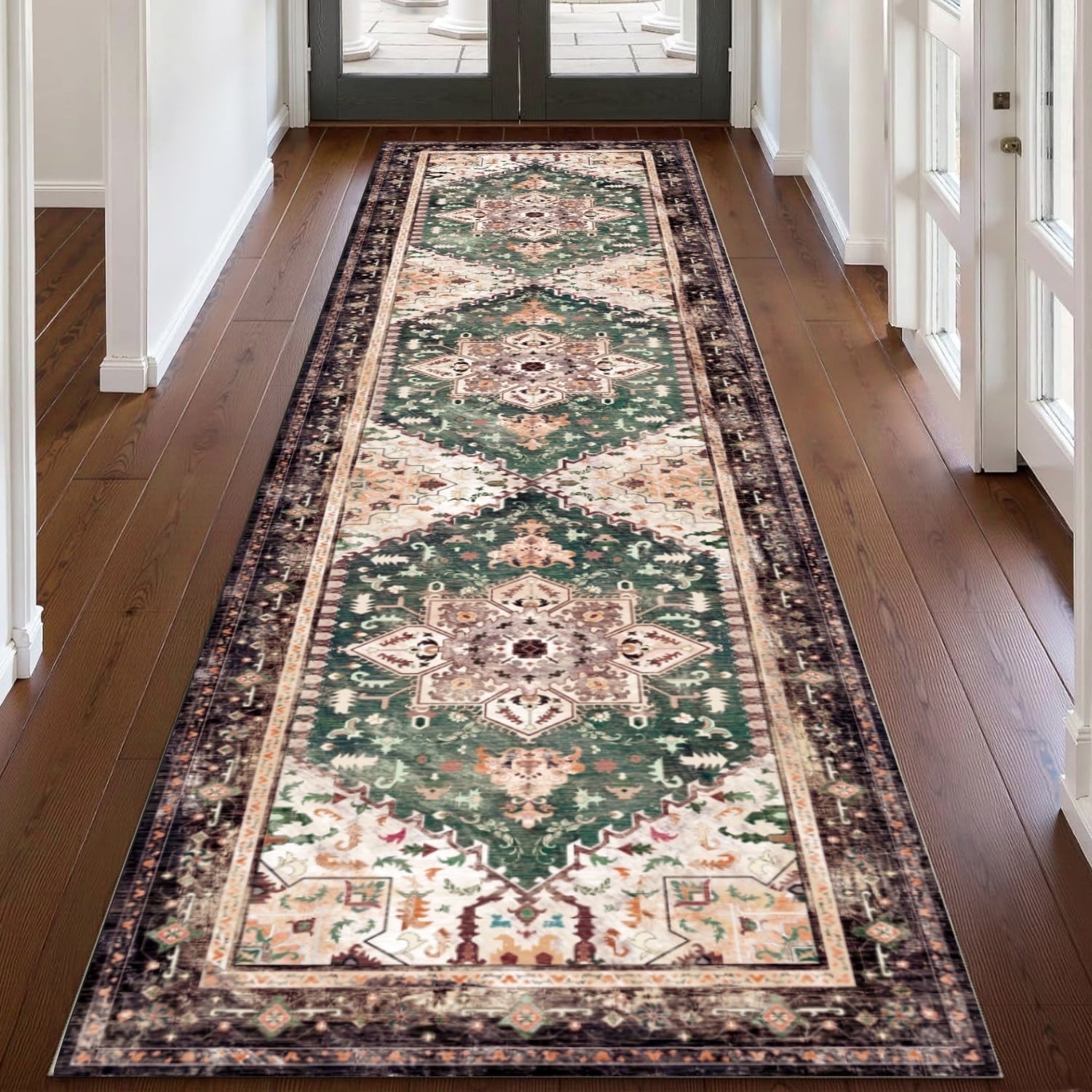 2'x8' Runner Rug for Hallway Floor, Yamaziot Washable Rug Carpet with Rubber Backing, Non Slip Rug Runner Vintage Mat for Bedroom, Laundry, Coffee
