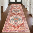 thumbnail image 1 of 2'x8' Runner Rugs, Yamaziot Vintage Washable Hallway Rug Runner with Rubber Backing, Non-Slip Distressed Carpet Floor Mat for Bedroom, Kitchen, Laundry, Entrance, Red, 1 of 11