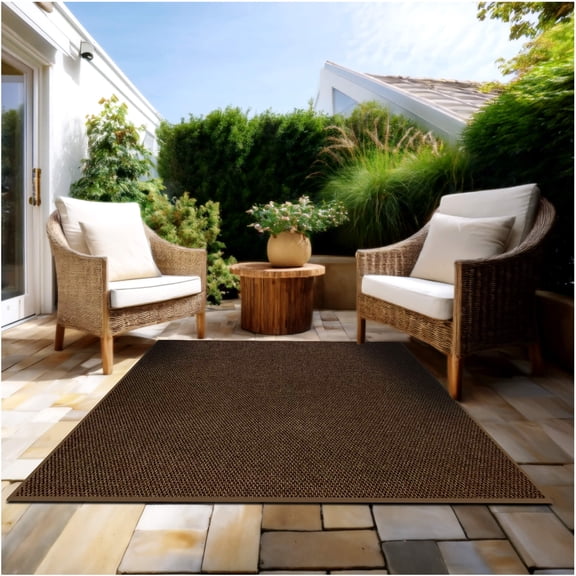 Koeckritz Rugs 2'x8' Soft Indoor/Outdoor Mocha Bound Area Rug Lightweight, Easy to Clean & Move