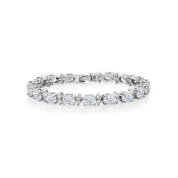 20.00 Ct Gorgeous Oval and Round 7" Sparkling Cubic Zirconia CZ Tennis Bracelet