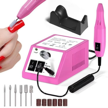 20,000 RPM Professional Electric Nail Drill Set – Nail Art Polisher & Gel-Polish Remover Kit with 6 Bits, Portable Grinder for Home & Salon Manicure/Pedicure