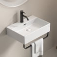 thumbnail image 1 of 20.08x14.18 Inch Wall Mounted Vessel Sink, White Ceramic Bathroom Sink With Integrated Towel Rack, Faucet Hole, Without Faucet & Drain, Compact, 1 of 6