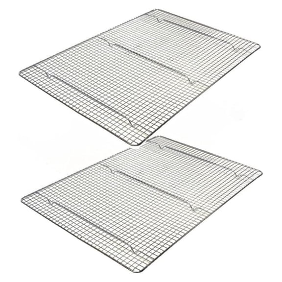 - 20-1/2" X 14-1/2" Footed Wire Icing/Cooling Rack Plated Set of 2- Baking Rack Cookie Cooling Racks Square Wirefor Baking Cooking Cake Rack for Pies Cookies Pastries Cakes Meat