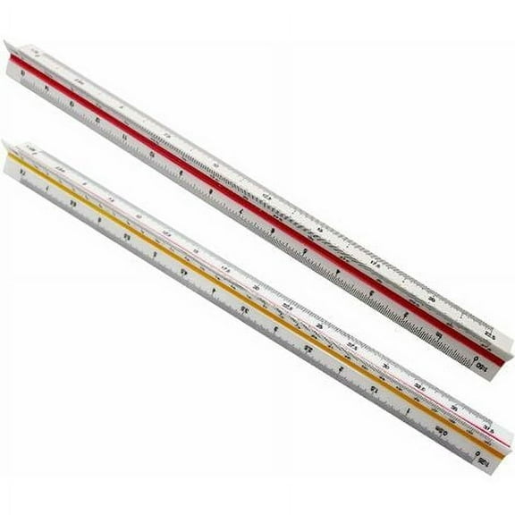 20-1:500, Plastic, for Precision Work in Architecture & Engineering 30cm Architect's Triangle Ruler Set, 2-Piece, Scale Ratios 1