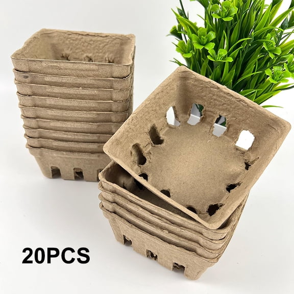 20/100 Pcs Kitchen Essentials Blueberry Fruit Vegetable Tray Paper Pulp Basket Household Square Tray Berry Containers For Fridge