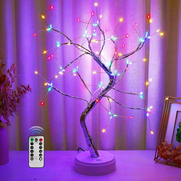 20 108 LED Sparkly Fairy Spirit Tree Lamp with Remote Control, DIY Bonsai Artificial Trees for Lighting Bedrooms Living Room Desktop Christmas Party Decor (Colorful)