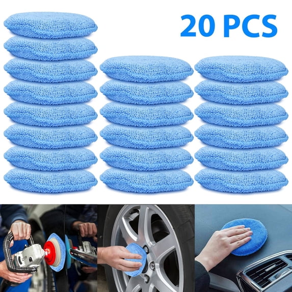 20/10x 5" Microfiber Foam Sponge Applicator Pads Car Buffing Polish Wax Cleaner