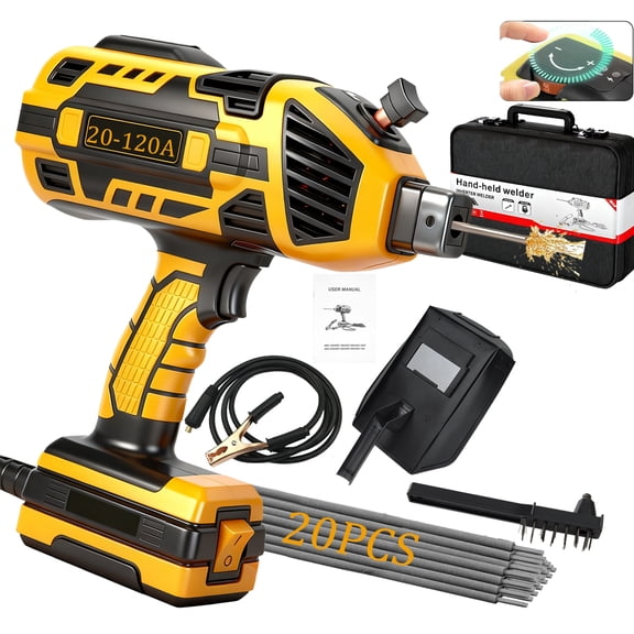 20-120A Portable Electric Welding Machine,110V Portable Welder Handheld with IGBT Inverter 5 Variable Current Adjustment, ARC Welder Gun, Fits for 3/32" Wire Rods