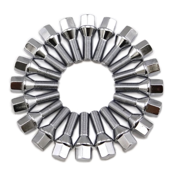 (20) 14x1.5 Chrome Wheel Lug Bolts 24mm Conical Cone seat HEX 17mm AUDI MERCEDES VW