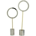 thumbnail image 1 of 20", 16"H Silver Glass Round Hoop Geometric Sculpture with Gold Stands and Clear Cylinder Bases, by DecMode (2 Count), 1 of 16