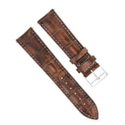 20/16MM LEATHER WATCH BAND STRAP FOR 36MM ROLEX DATEJUST LIGHT BROWN WHITE STIT