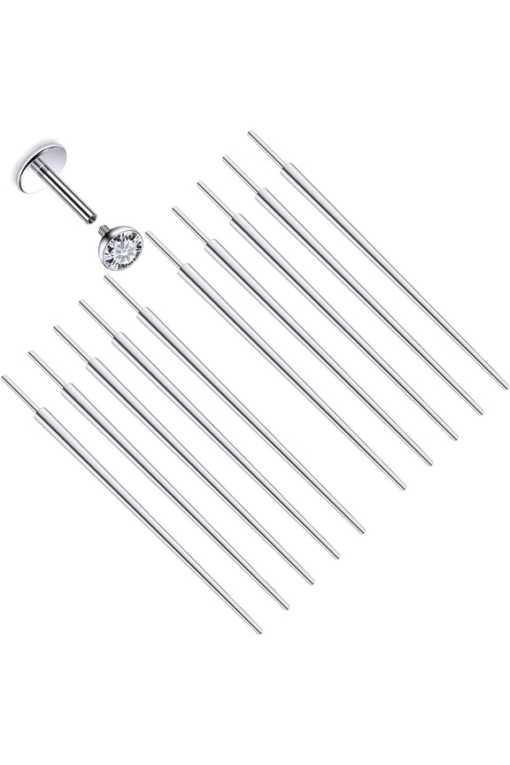 20/18/16g Piercing Kit Ear Earring Straight/Curved Taper Threader Changing Tool Flatback Threadless Insertion Putting In for Tragus Helix Cartilage Stud Nose Ring Jewelry[i577]
