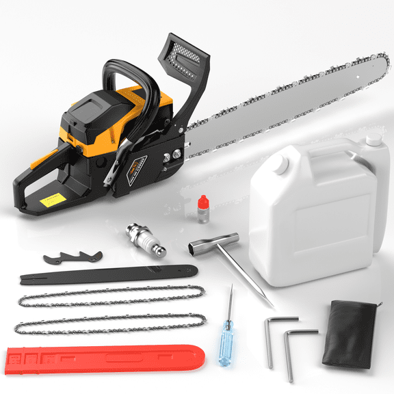20-18Inch Gas Chainsaw 2-Stroke Gasoline Powered Chainsaw Cutting Wood Gas Sawing Crankcase Chain Saw, Cordless Hand Pull Start Single Cylinder for Forest Wood Garden and Farm Cutting Use