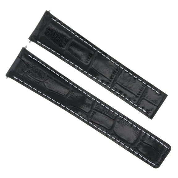 20/18MM LEATHER STRAP BAND FOR IWC PILOT PORTUGUESE DEPLOYMENT CLASP BLACK WS