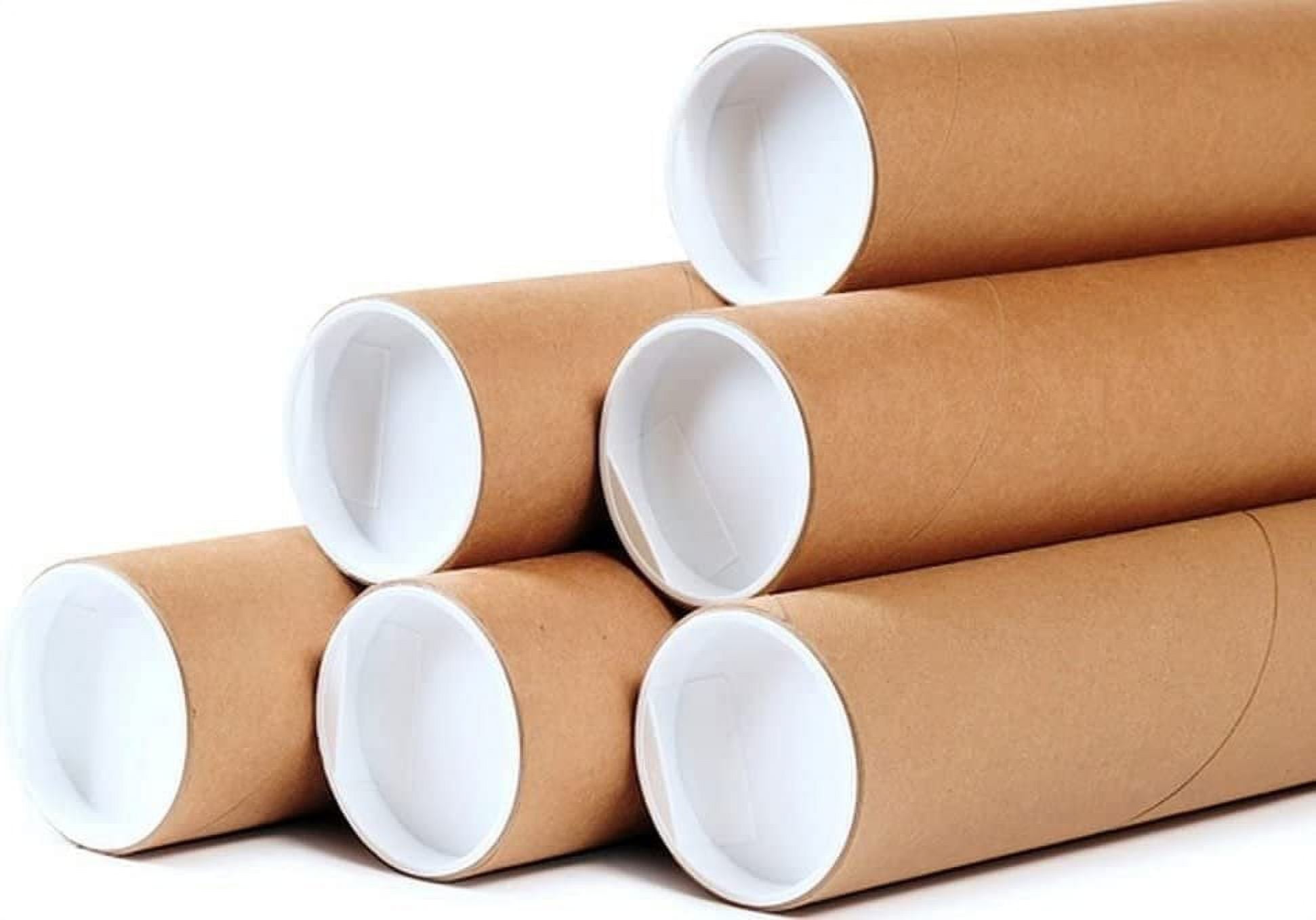 Colarr 6 Pcs Mailing Tubes with Caps for Packaging Posters Round Kraft Tube  Mailers 3 x 48 Inches Waterproof Cardboard Mailers Document Protector Tube