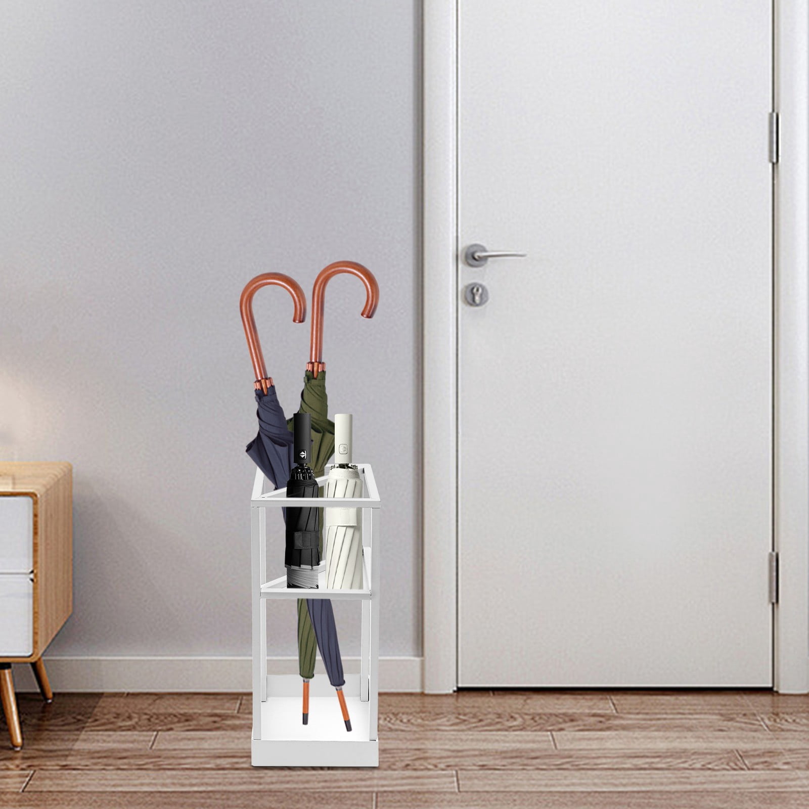 20*20*53cm White Square Modern Umbrella Rack Freestanding Umbrella Rack for Storing Umbrellas Hiking Poles