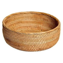 20*20 Fruit Storage Basket, Round Keys Basket Bowl for Entryway Hand Woven Wicker Storage Basket Rattan Decorative Basket Fruit Candy Cake Food Serving Basket Tray for Keys Wallet Cell Phone and More