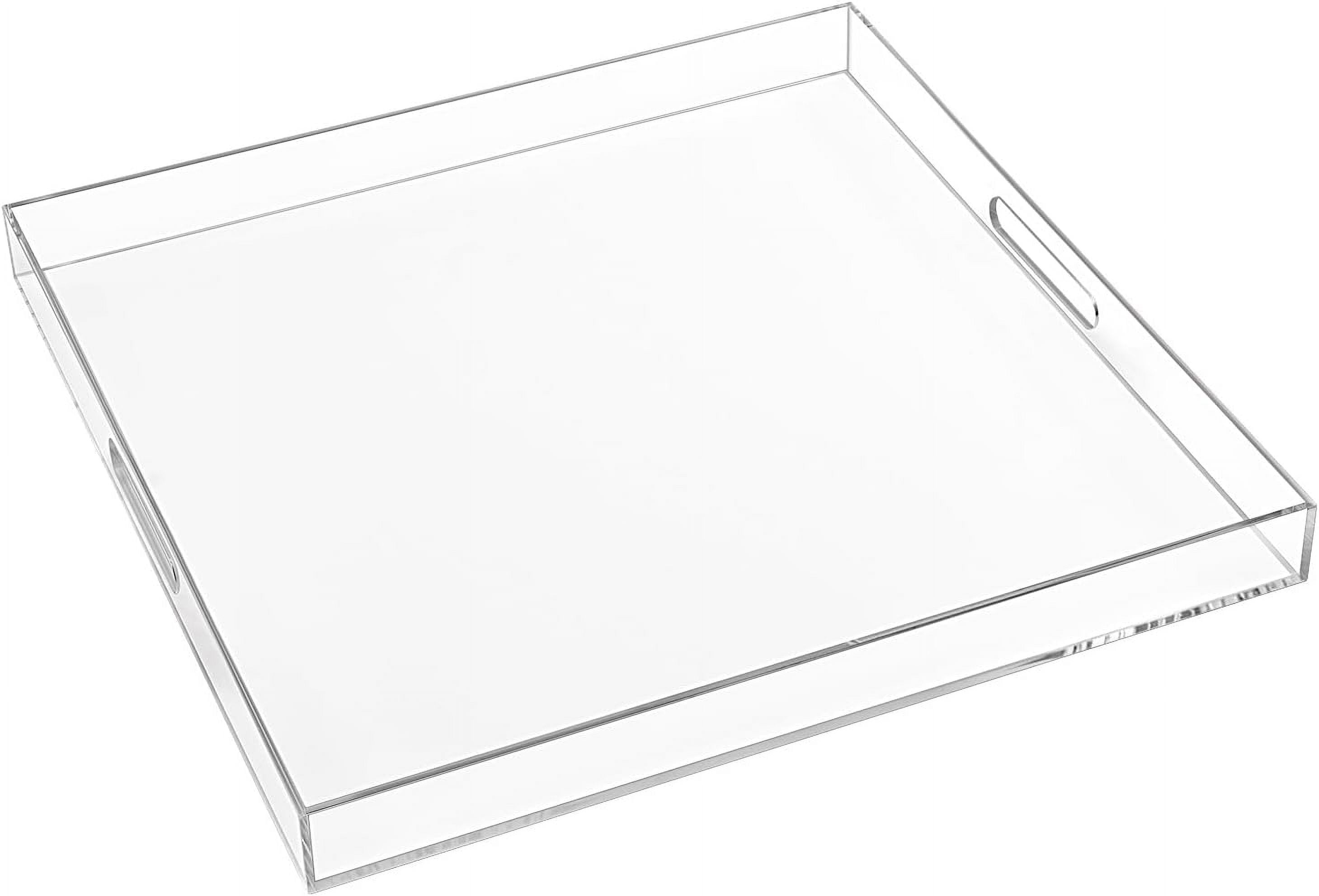 MUKEEN Clear Acrylic Serving Tray With Handles - 20x20 Inch Spill-Proof Organizer For Ottoman, Vanity, Kitchen