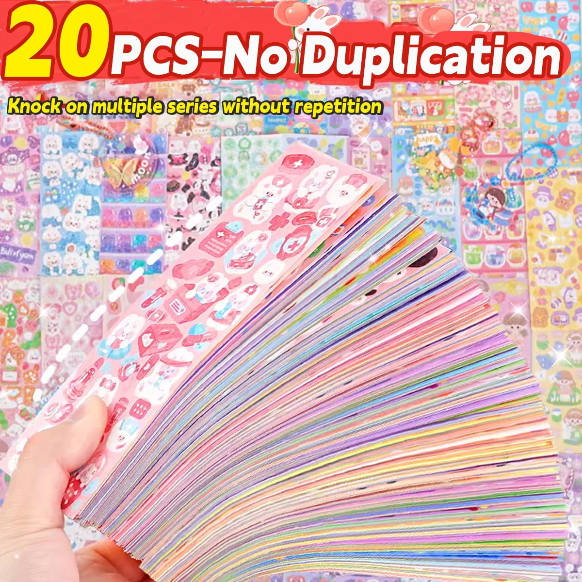 20-200 PCS Cute Stickers Goo Card Kawaii Cartoon Laser Sticker No ...