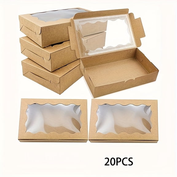 20-200 White Kraft Paper Cookie Boxes with Windows, Cake Boxes, Chocolate Boxes, Macaroon Boxes, Candy Boxes, High Quality Paper Gift Boxes for Baking, Weddings, Parties And Christmas