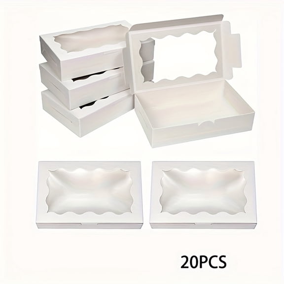 20-200 White Kraft Paper Cookie Boxes with Windows, Cake Boxes, Chocolate Boxes, Macaroon Boxes, Candy Boxes, High Quality Paper Gift Boxes for Baking, Weddings, Parties And Christmas