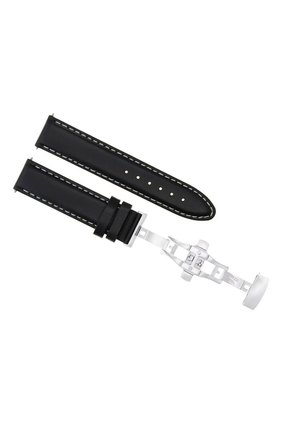 20/20MM SMOOTH LEATHER WATCH BAND STRAP FOR OMEGA SEAMASTER SPEEDMASTER BLACK WS