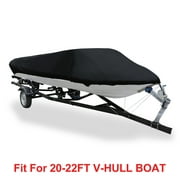 20-22ft V-Hull 210D Boat Cover Waterproof Trailerable Black