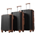 thumbnail image 1 of 20'' 24'' 28'' 3 Pcs Hardshell Luggage Sets With TSA Lock, 3-Level Height Adjustable Top Handle, 360° Spinner Wheels, Scratch resistant texture, Trunk Luggage, Black+Brown, 1 of 9