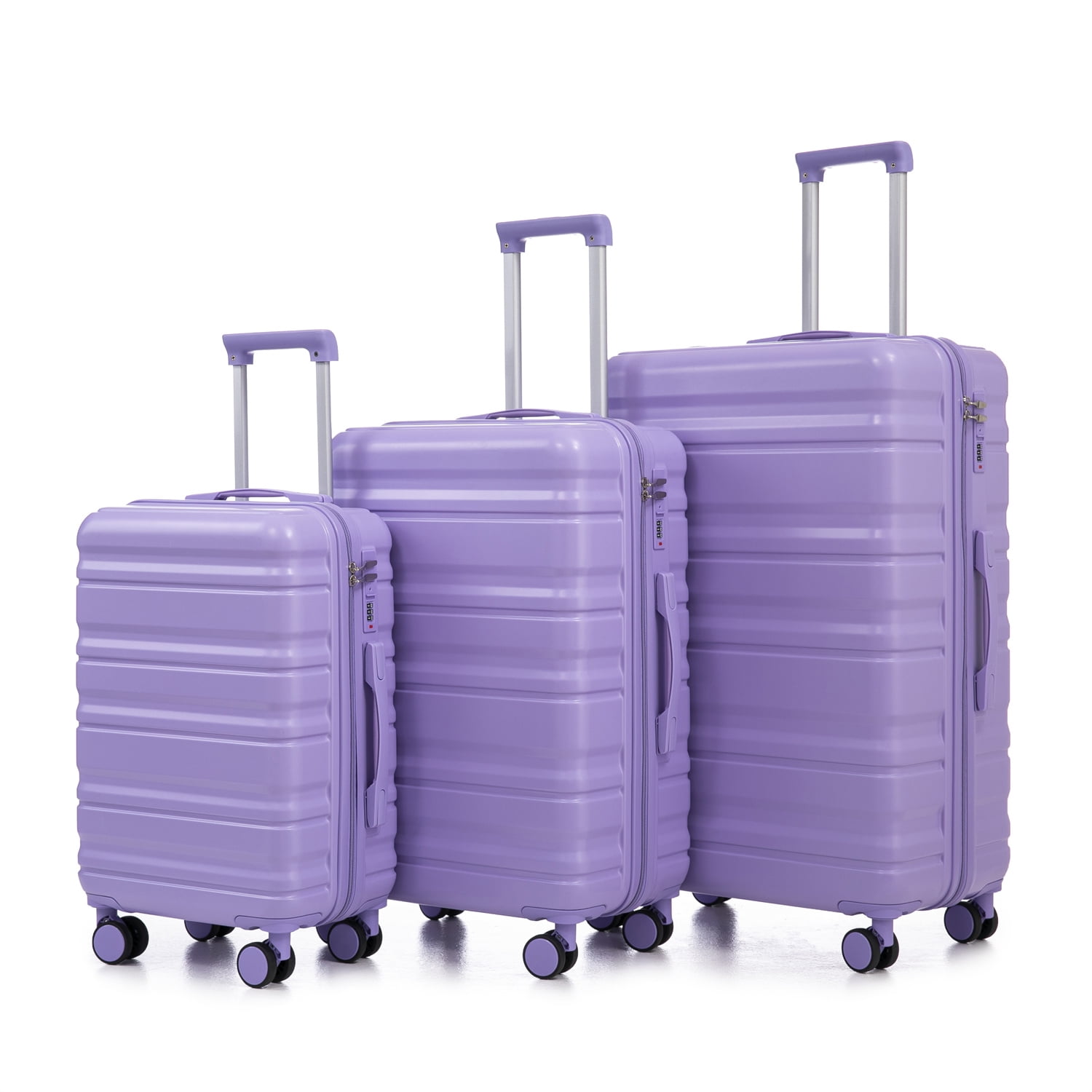 20"/24"/28" 3 pcs/set in ABS Spinner Wheel Luggage, Carry on Suitcase, Matching Color, Combination Lock (Blue+Purple)