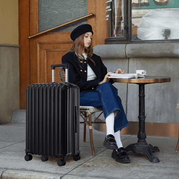 20"/24"/28" 3 pcs/set in ABS Spinner Wheel Luggage, Carry on Suitcase, with Cup Holder & USB Port & Phone Holder (Mint Green)