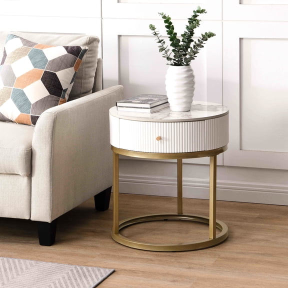 20.24 Inch Deep Nightstand - Spacious Storage For Bedroom & Living Room Modern Side Table 19.68 Drawer With Sintered Stone