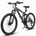 thumbnail image 1 of 24 Inch Mountain Bike for Teenagers, High Carbon Steel Frame, Dual Full Suspension Mountain Bike, Mountain Tire, 21 Speed Mens Womens Outdoor Cycling, Birthday Gifts, 1 of 9