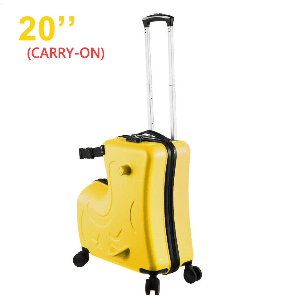 20/24inch Kids Ride on Luggage Kid Luggage Seat,Rolling Luggage with Spinner Wheels ,Suitcase Carry Trolley with Password Lock,with Safety Belt, Airplane Travel
