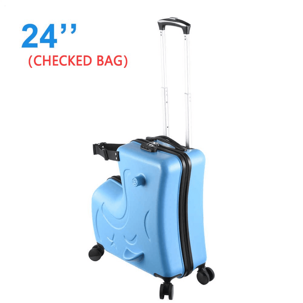 WZTO 20/24inch Kids Ride on Luggage Toddler Luggage Seat,Rolling Luggage with Spinner Wheels ,Suitcase Carry Trolley with Password Lock,with Safety Belt, Airplane Travel