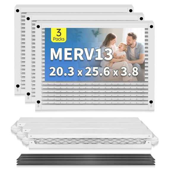 20×25×4 Air Filter Furnace MERV 13 Electrostatic Pleated HVAC Air Conditioner Premium Filters Replacement MPR 1900 FPR 10 Actual Size 19.5 × 24.5 × 3.63 2-Pack