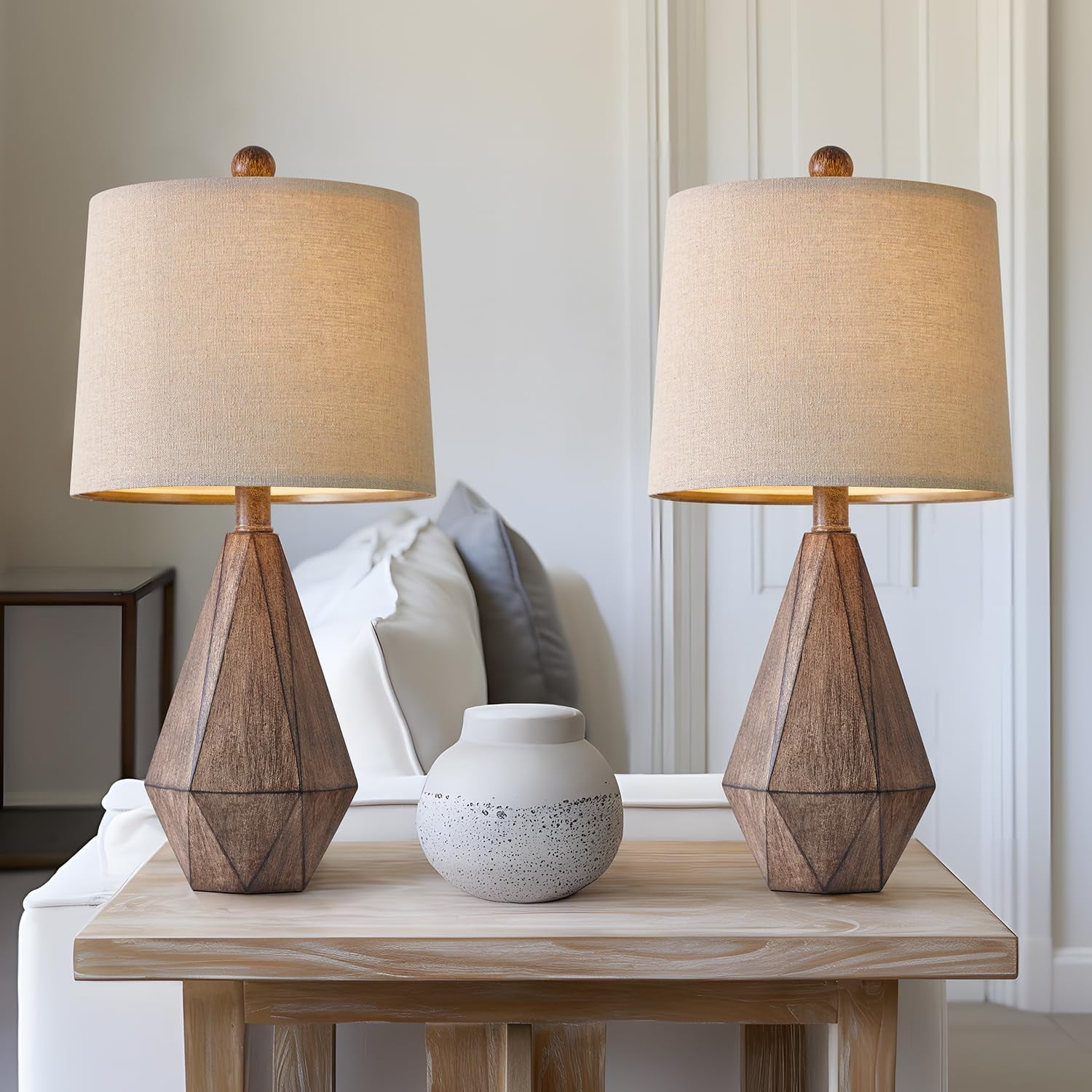 20.25" Retro Farmhouse Table Lamp Set of 2 - Living Room & Bedroom ...