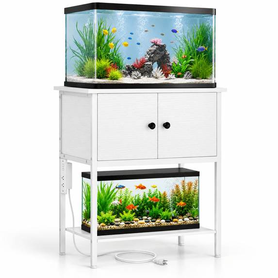 20-29-30 Gallon Fish Tank Stand With Power Outlets Metal Frame Aquarium Cabinet Storreptile Turtle For Home Office Up To 400 Lbs