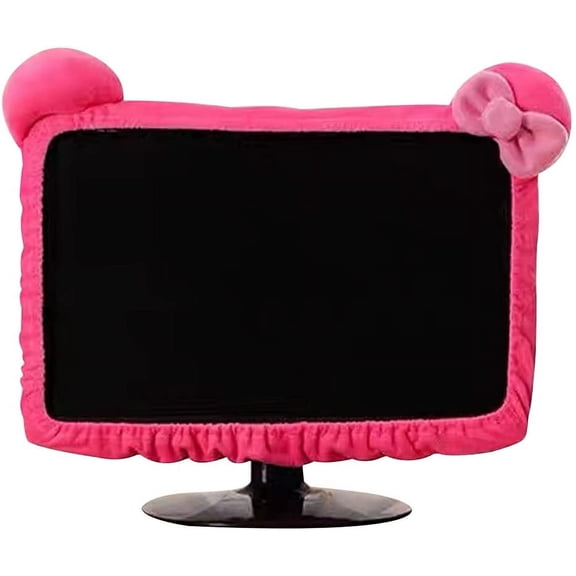 20''-29'' Computer Monitor Cover with Cat Ear Design Furry Kawaii Pink Monitor Dust Cover Elastic Dustproof for PC Tablet TVC
