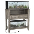 thumbnail image 1 of 20-29 Gallon Aquarium Stand with Charging Station, 660 lbs Heavy Duty Fish Tank Stand with Drawers & Open Storage, Brown-White/Grey Finish, 1 of 8