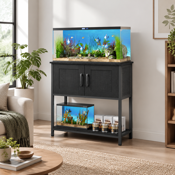 20-29 Gallon Black Aquarium Stand Metal Frame Fish Tank Cabinet