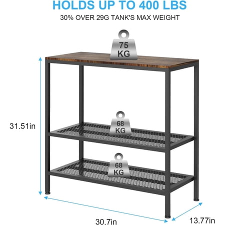 20-29 Gallon Fish Tank Stand, 3-Tier Adjustable Large Aquarium Stand, Metal Reptile Breeder Turtle Terrarium Rack Plant Shelf for Home Office, Load 350lbs, 30.7" L x 13.77" D x 31.51" H, Black