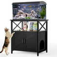 thumbnail image 1 of 20-29 Gallon Fish Tank Stand, Aquarium Stand with Cat Litter Box Enclosure, Black, 1 of 8