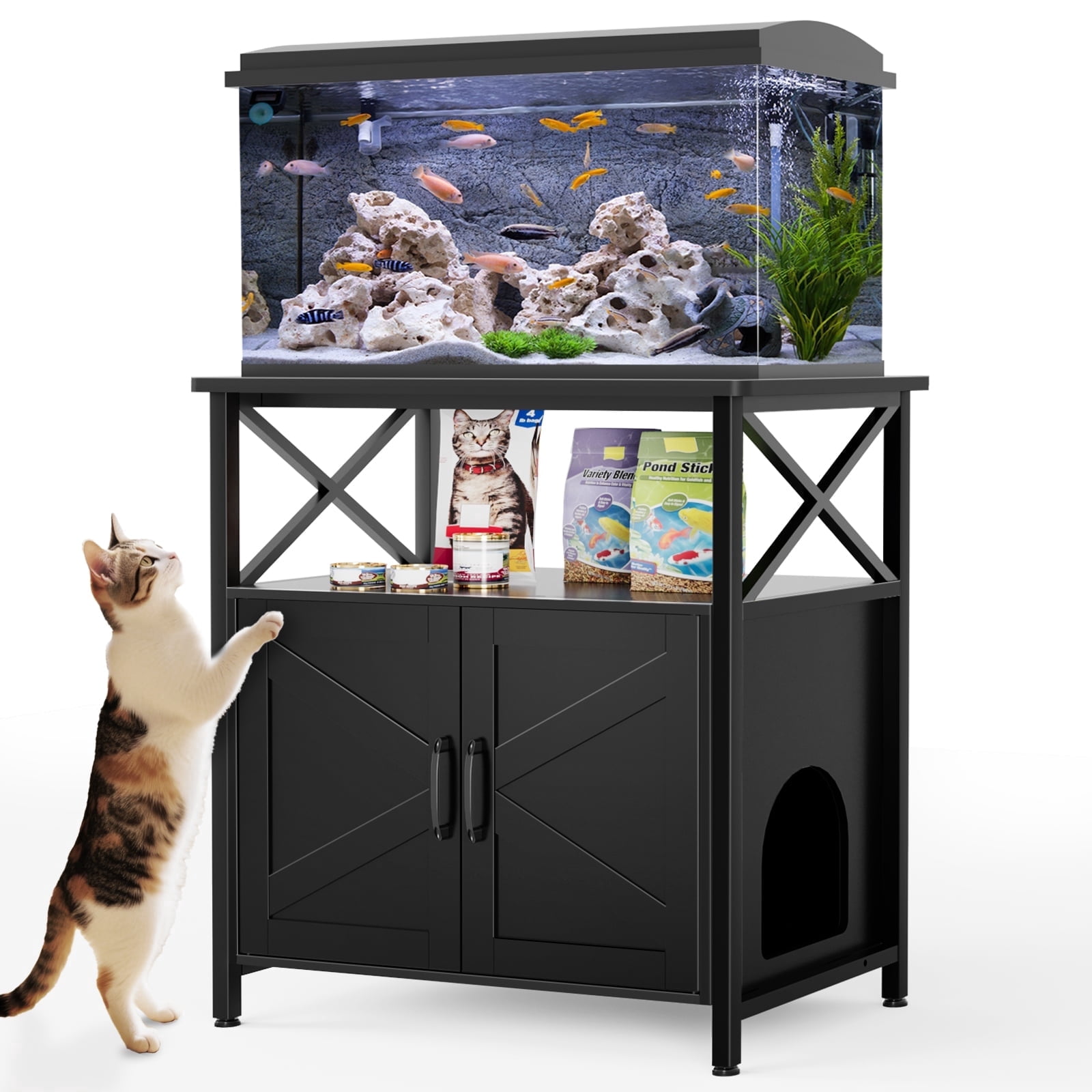 black box clean fish tank Aqueon Transparent Glass Aquarium with LED Light and Stand (Complete Aquarium Setup) Our stand is made of sleek aluminum/glass and includes a cabinet with storage Aqueon BettaBow with Quick Clean