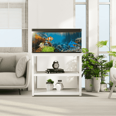 Avolander 20-29 Gallon Metal Fish Tank Stand, 3-Tier Aquarium Stand Storage Shelf, White, 31.5"L x 17.72"W x 27.56"H