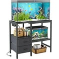 thumbnail image 1 of 20-29 Gallon Multi - Tier Aquarium Stand with Storage Drawers & Shelf, Sturdy Metal Frame for Fish Tanks with Power Outlet, 30.7" L*13.8" W Tabletop, Black, 1 of 8
