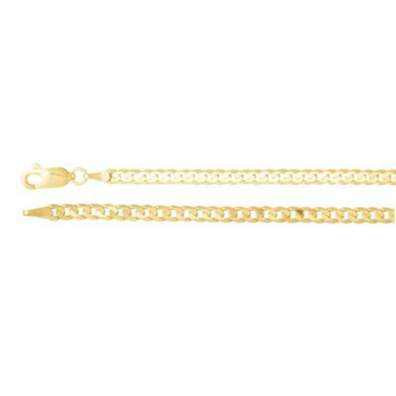 20" 3.25 mm Solid Curb Chain in 14k Yellow Gold